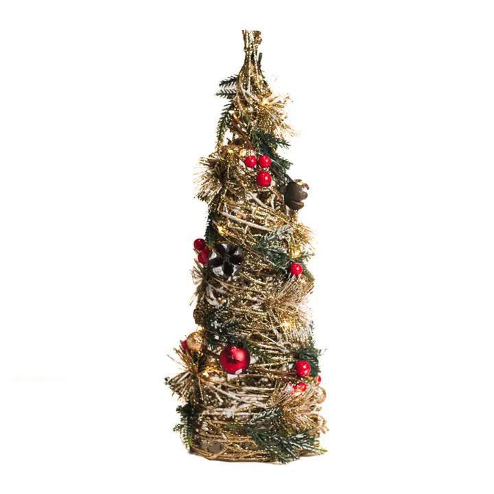 A Cheerful Giver - Glittering Garland Cone Tree w/ Led String Lights - CWD153