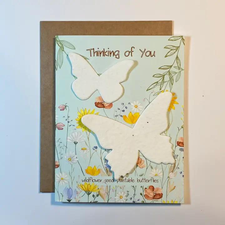 Raven's Edge Studio - Plantable Wildflower Seed Butterflies - Thinking of You Card