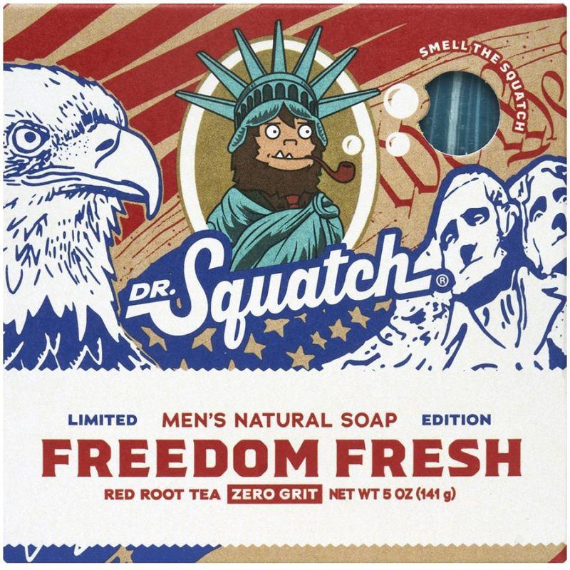 Dr. Squatch - Freedom Fresh Bar Soap  - Red Root Tea Zero Grit (Blue Bar)(Red writing) DISVEN