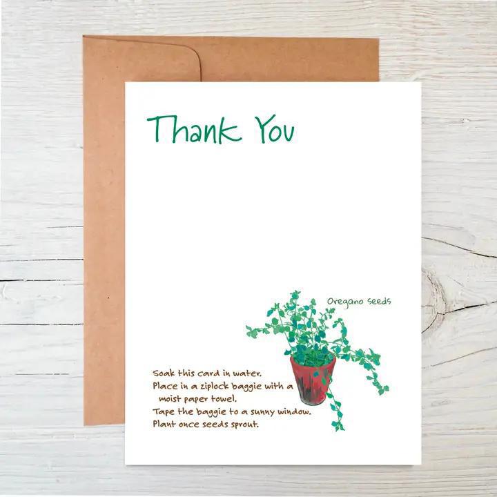 Raven's Edge Studio - Plantable Oregano Notecards | Thank You Cards | Set of 6