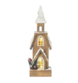 Oak Street - Wood Snowy Church Small - OSW256172