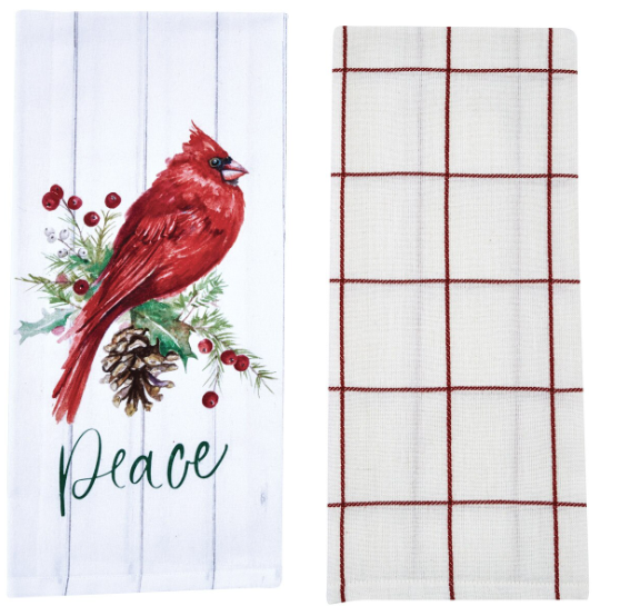 Park Designs - Poinsettia Pine 2 Dishtowel Set - Cardinal - 9945-102C