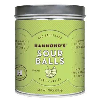 Hammond's Candies - Old-Fashioned Pantry Candy - Natural Sour Ball Drops 10 oz Tin - DR05306
