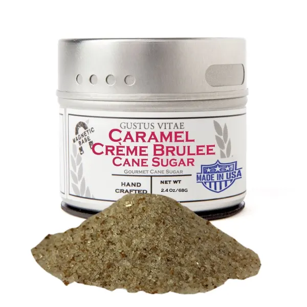 Gustus Vitae Caramel Creme Brulee Cane Sugar  Tin DISVEN