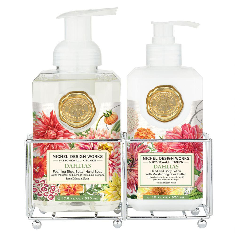 Michel Design Works - Dahlias Hand Care Caddy 846418 17.8 fl oz foamer / 12 fl oz lotion 846418 DISVEN